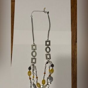 Elegant Silver and Yellow Geometric Necklace
